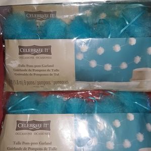 Celebrate It Tulle Pom Pom Garland ~ IN TEAL